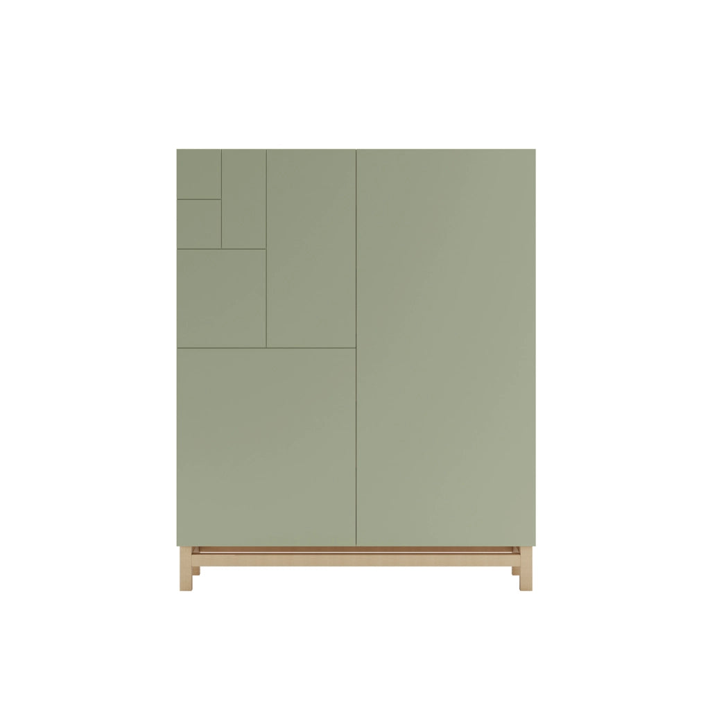 Scarpiera Herdasa effetto rovere chiaro ante verdi 112x90x27