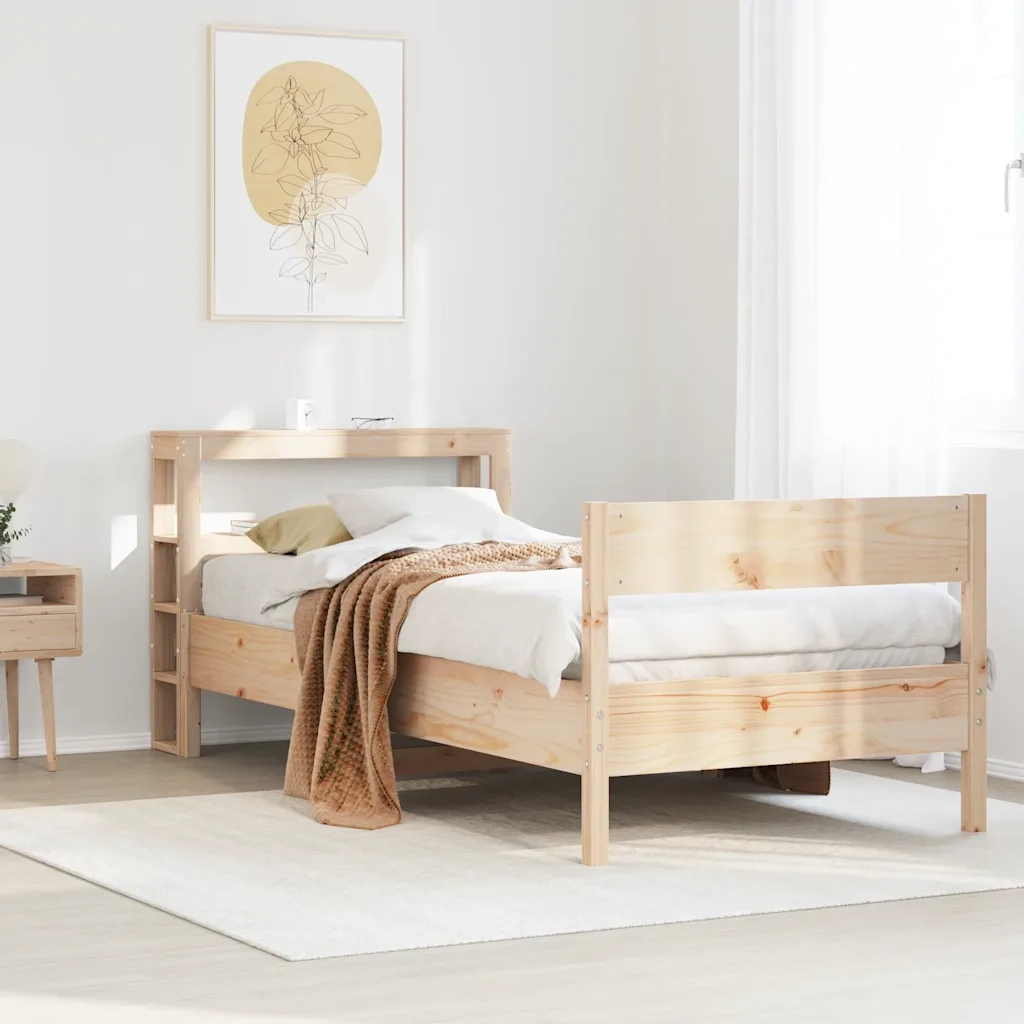 Letto senza Materasso-Struttura Letto 75x190 cm in Legno Massello Pino 574082