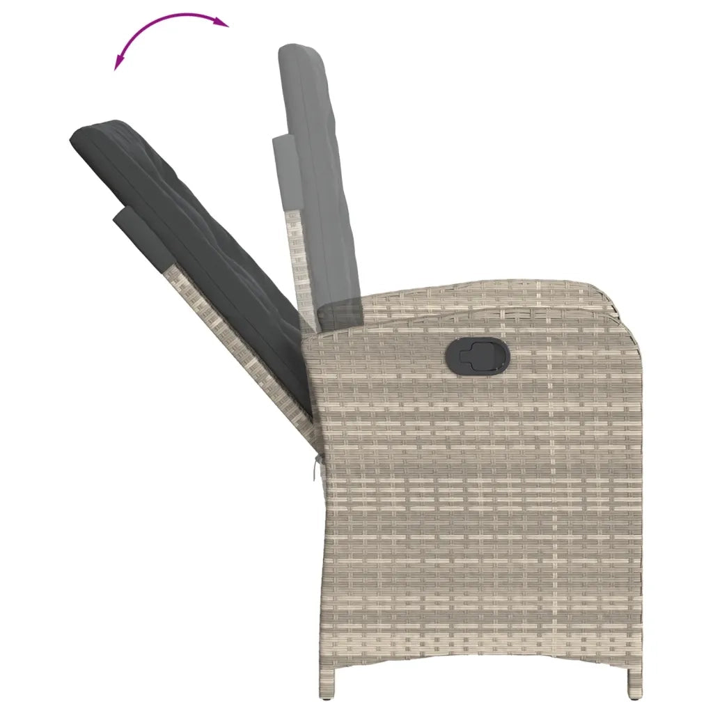 Set da BistrÃ² 3 pz con Cuscini Grigio Chiaro in Polyrattan