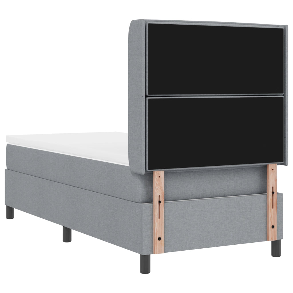 Letto Box Spring  con Materasso Grigio Chiaro 100x200 cm Tessuto