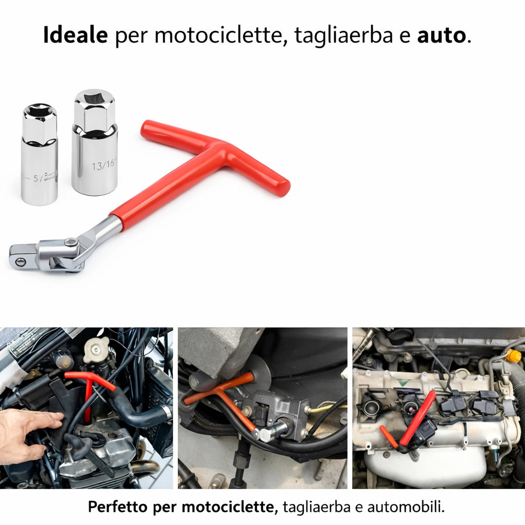 Chiave Candela Per Auto Moto Con Adattatori Diametro 16 e 21 mm universale