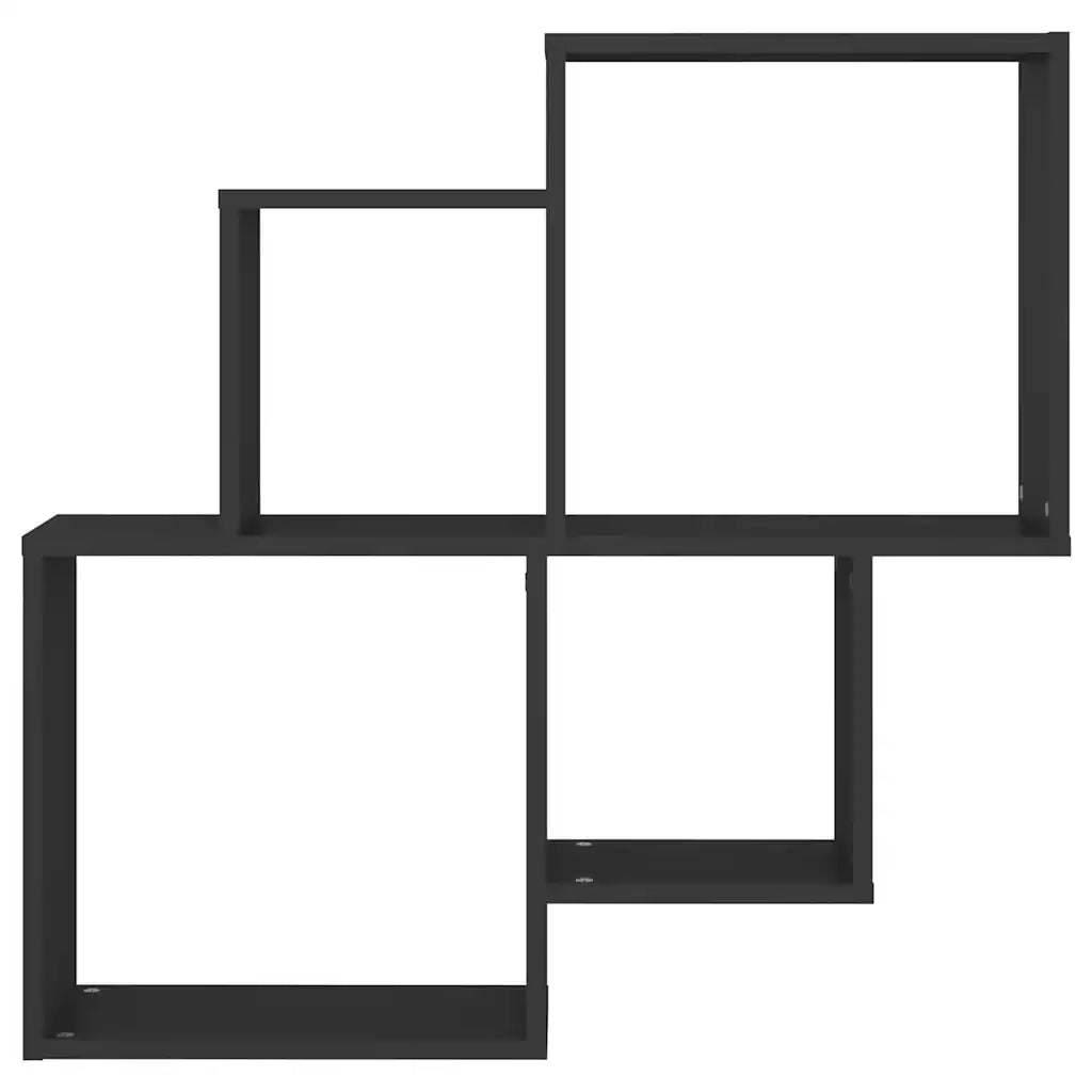 Mensola da Parete a Cubo Nera 80x15x78,5 cm Legno Multistratocod mxl 97337