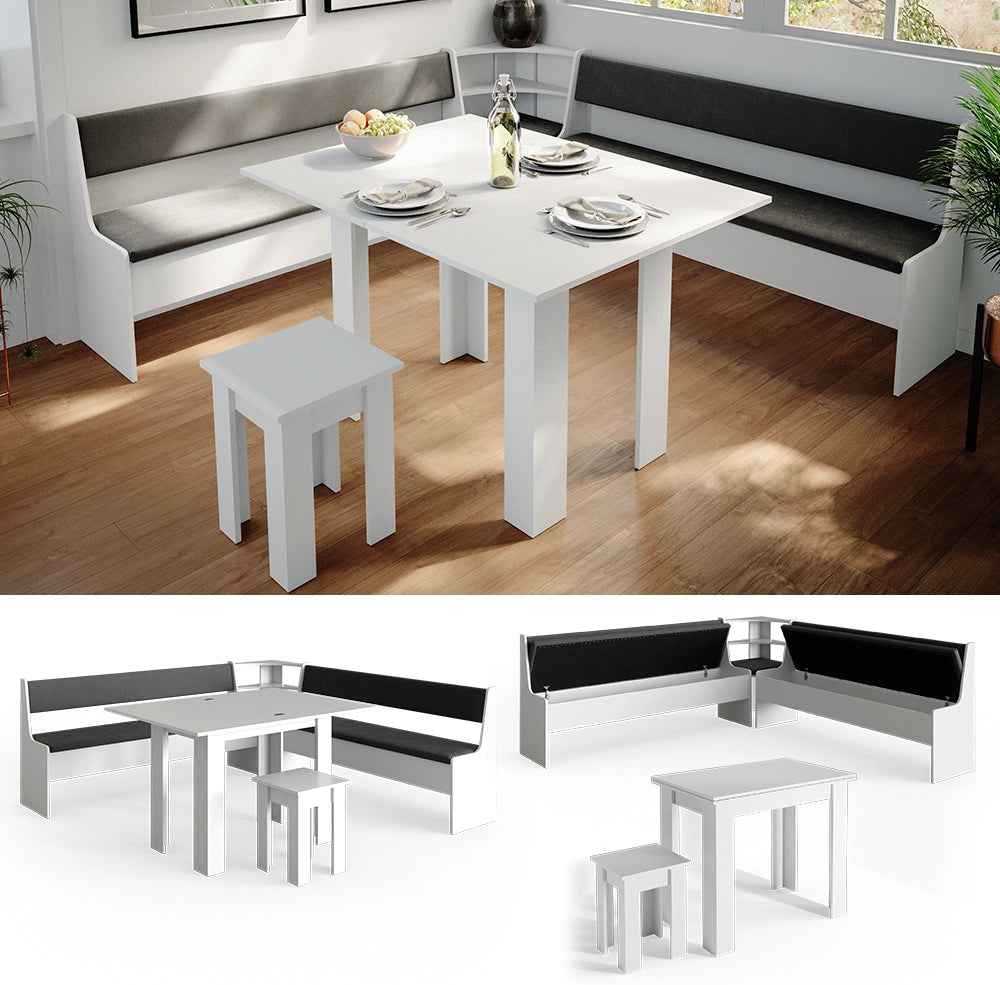 Vicco Gruppo panca ad angolo Bianco 210 x 41.5 cm con tavolo