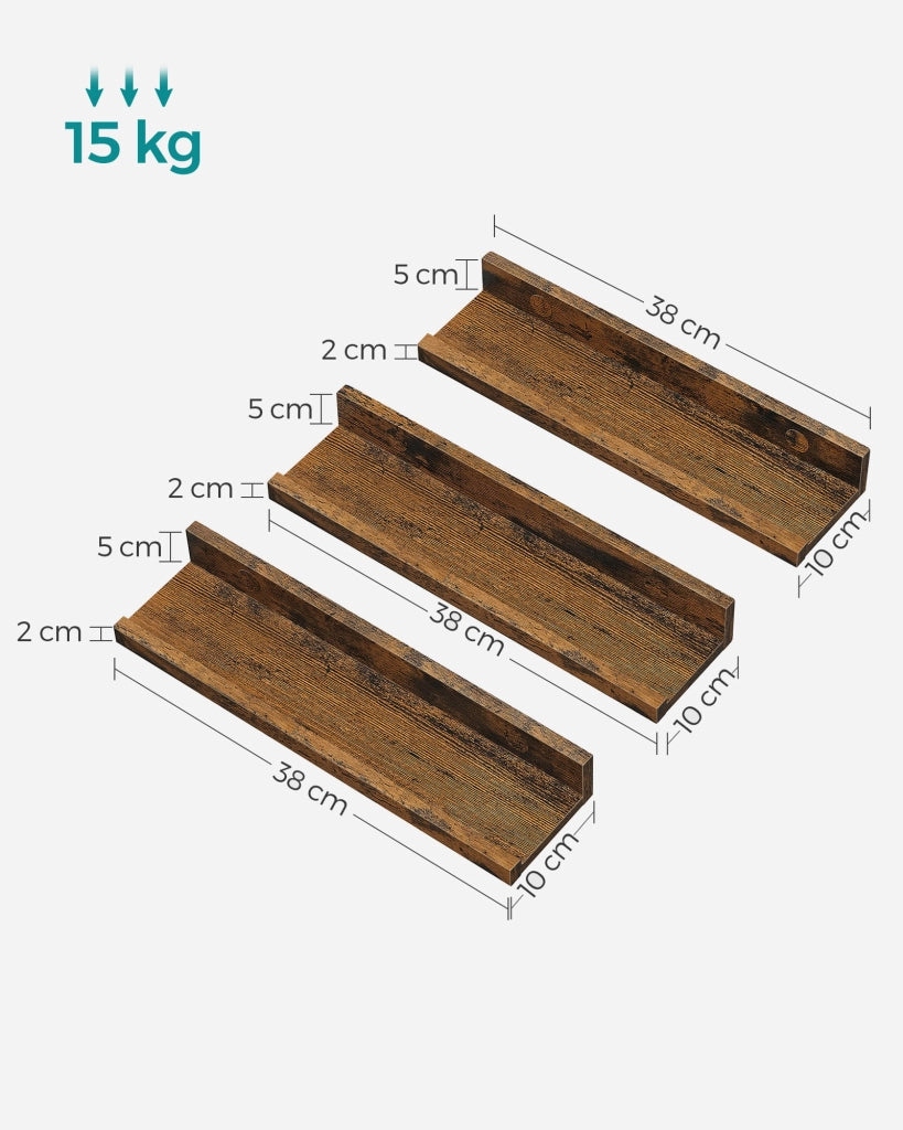 Valora SET DI 3 SCAFFALI Scaffali da parete in truciolato marrone rustico x3