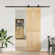 Porta scorrevole NARVIK Naturale e Nero 70 x 210 cm (213,5 cm)