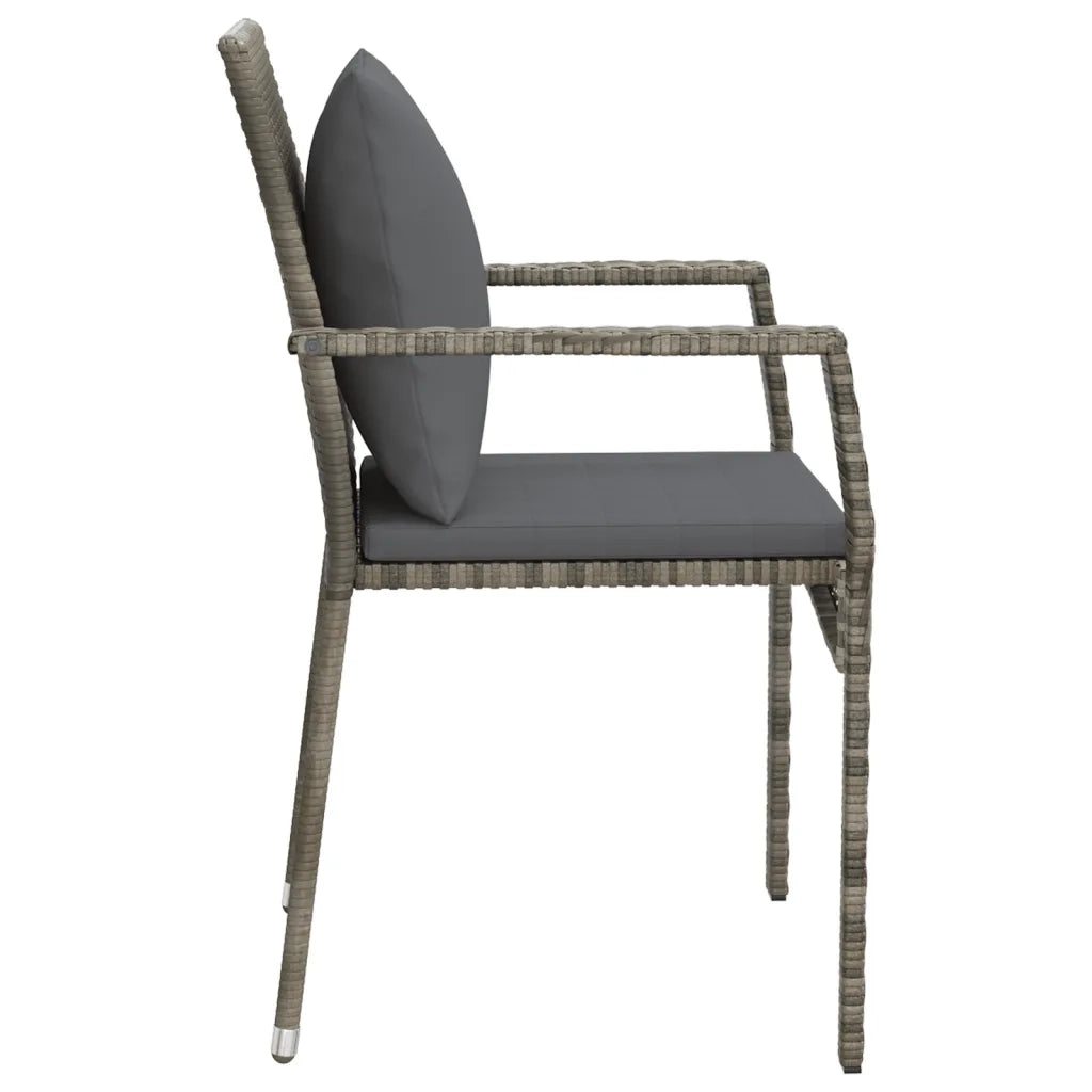 Sedie da Giardino con Cuscini 2 pz in Polyrattan Grigie 319878