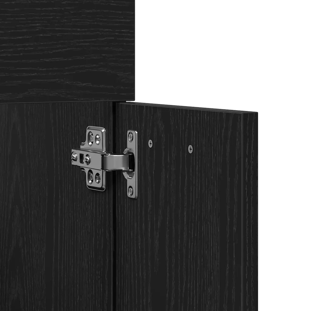 Set Mobili da Bagno | Armadio da bagno 2 pz Rovere Nero in Legno Multistrato
