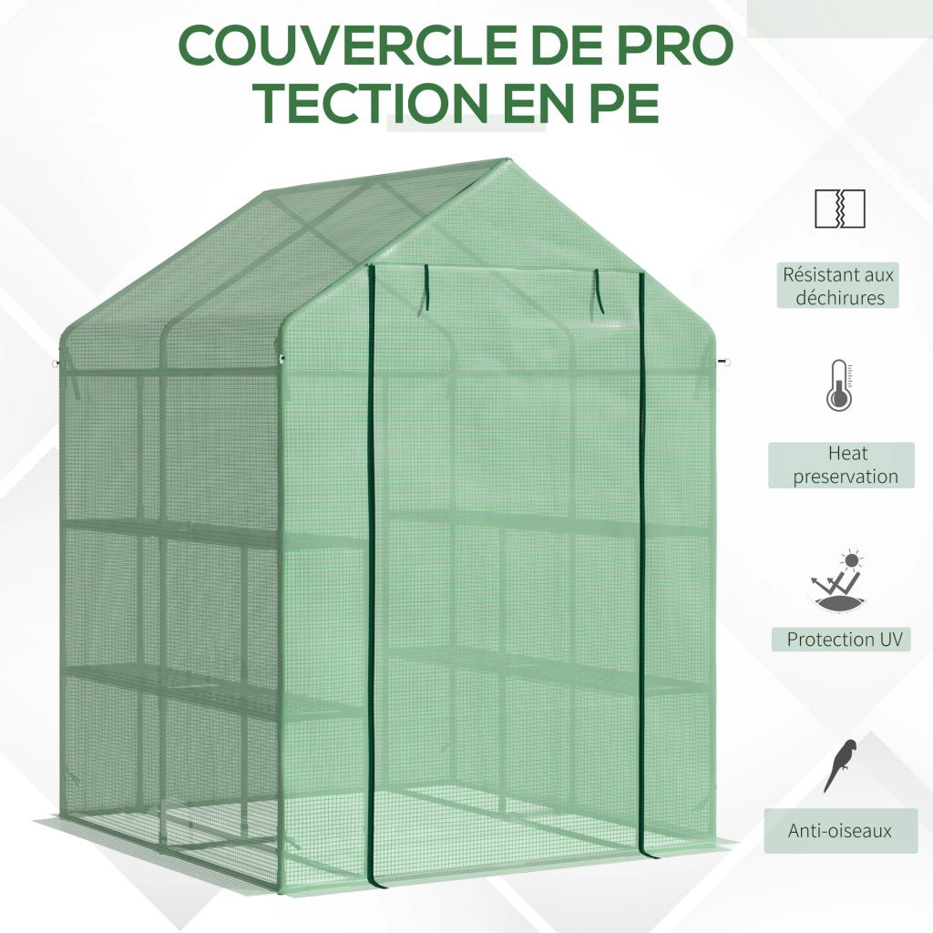 Serra da Giardino con Ripiani 3 Livelli ¨C Zephmum ¨C Verde 143x138x190 cm