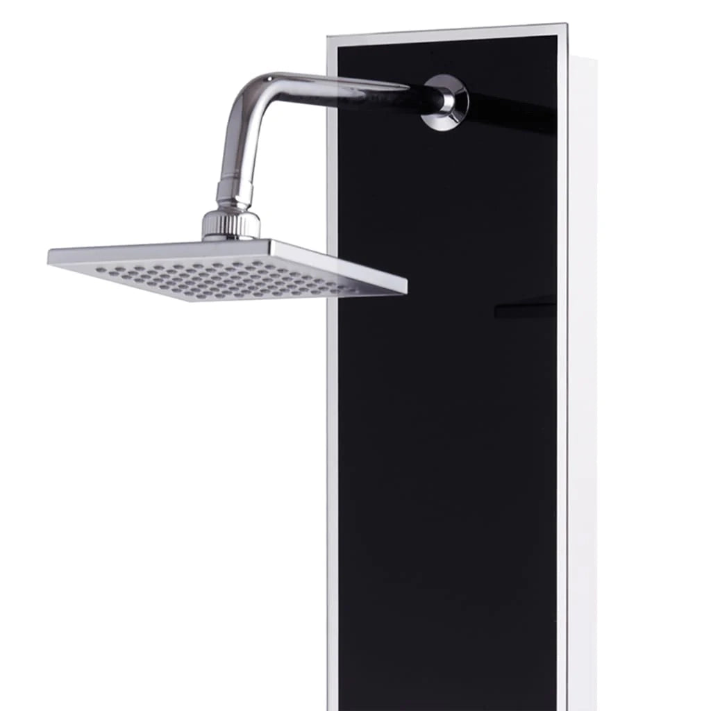 Pannello doccia con soffione rubinetto vetro acciaio inox 120 cm nero 02_0003432