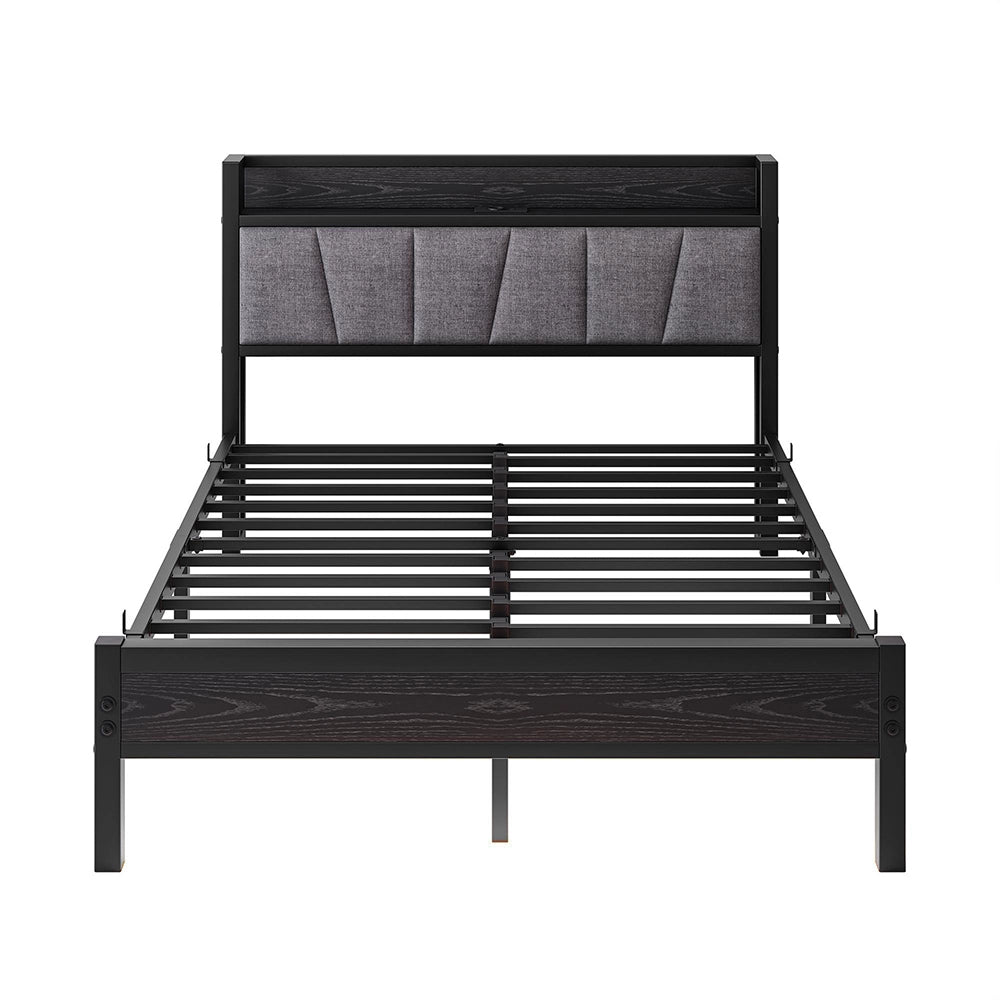 Letto 140x190cm LED - Xylo - USB testiera metallo senza rete