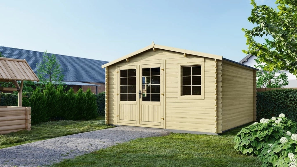 Casetta da giardino in legno - 15.21m2 - 3.9x3.9m - 40mm - colore: naturale - DOM658 - ALTANKA