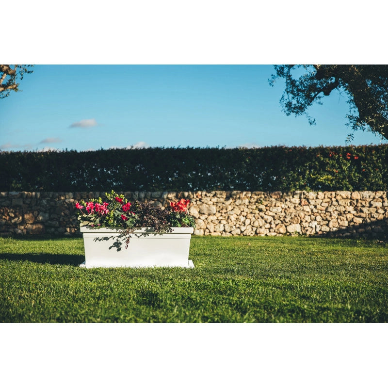 Vaso Fioriera decorativo classico tradizionale 100x47 H38 in polimero resistente bianco per piante per giardini e terrazze - Made in Italy - Monacis