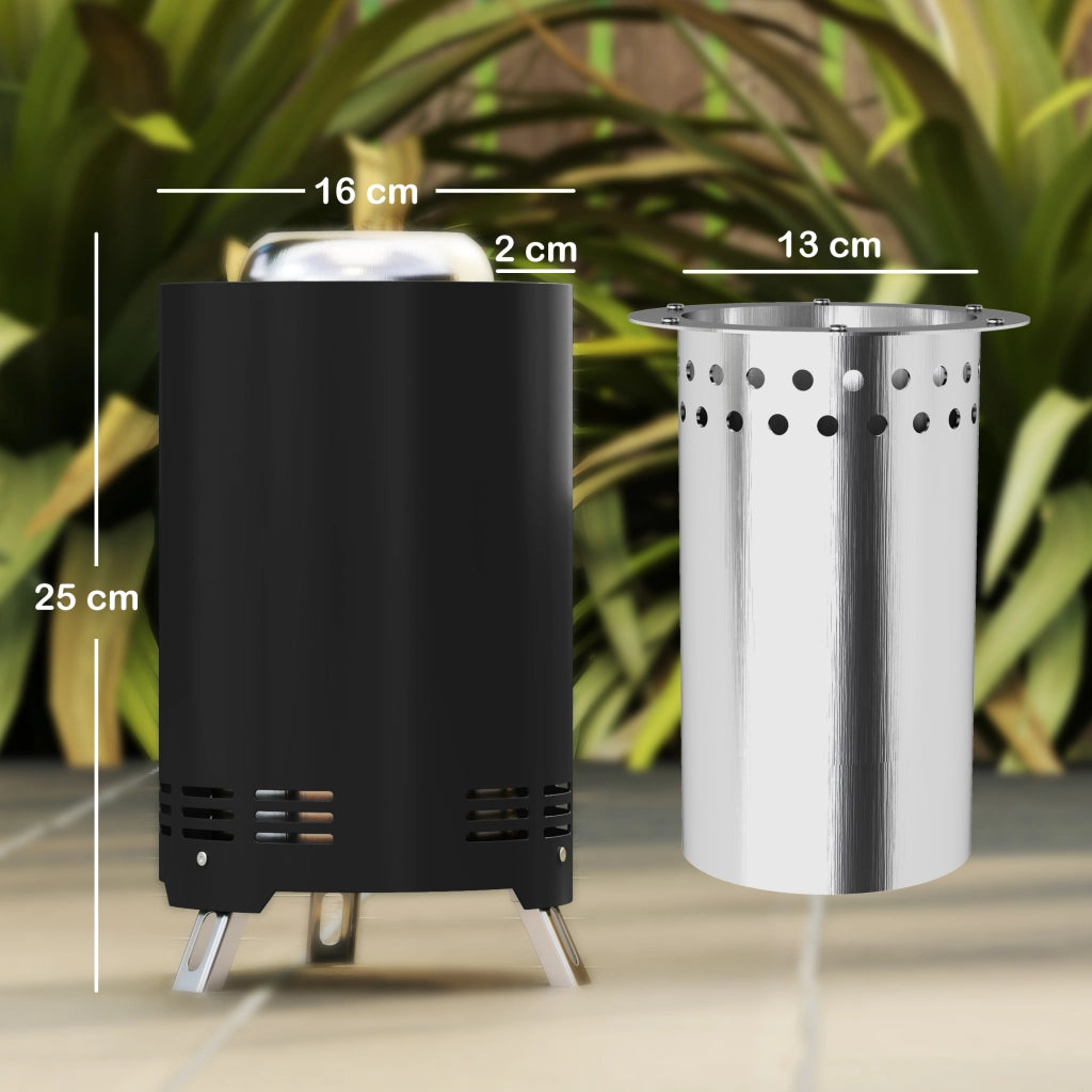 Bracere per esterno in acciaio inox con attizzatoio ¨C zephmum ¨C nero ?16x25cm