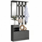 Set Mobile Ingresso con Specchio Appendiabiti e Scarpiera ¨C Xylo ¨C 6 Ganci Nero