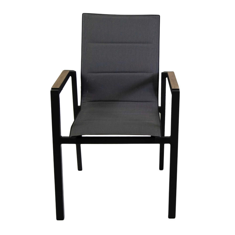 Poltrona alluminio textilene Riverside antracite (bracciolo in hpl) cm 56x66h90