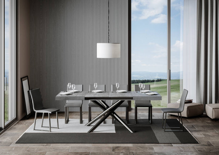 Tavolo Allungabile 120-224x90x77 cm Famas Cemento Telaio Antracite