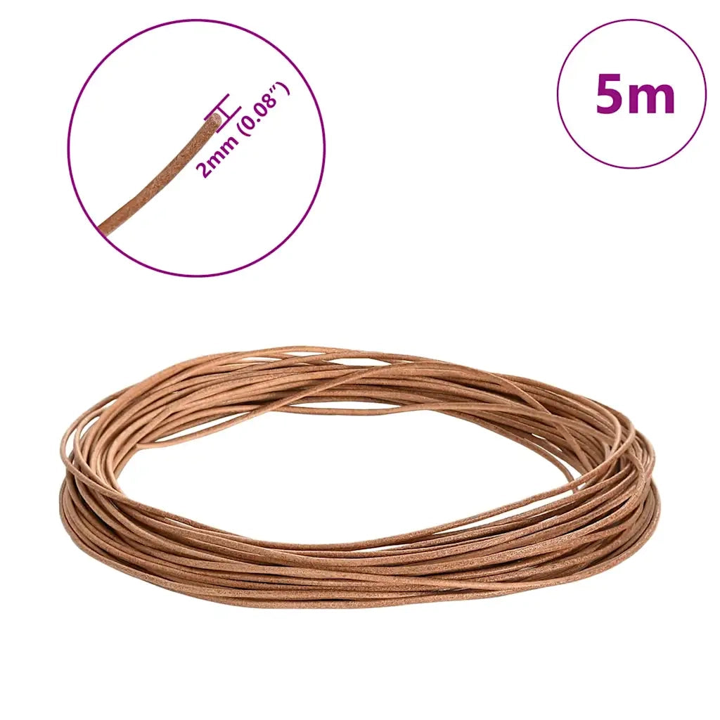 Cordino in Pelle Marrone ?2 mm x 5 m Pelle CFW4473799
