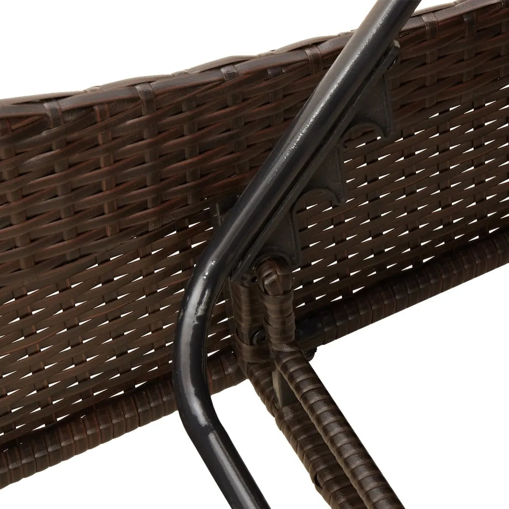 Lettino Prendisole con Cuscini Marrone 114x205x73 cm Polyrattan 368288
