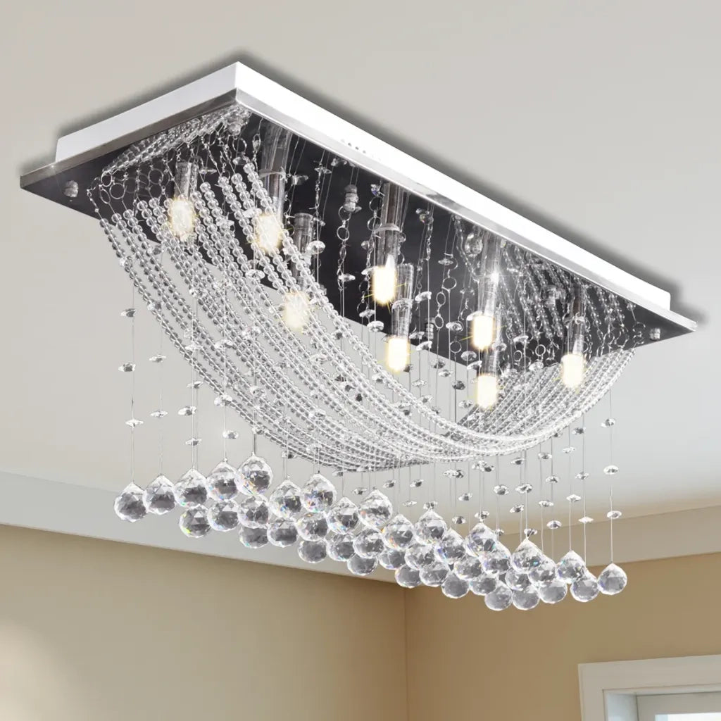 Lampada da Soffitto Bianca con Cristalli di Vetro 8 x G9 29 cm CFW3639541
