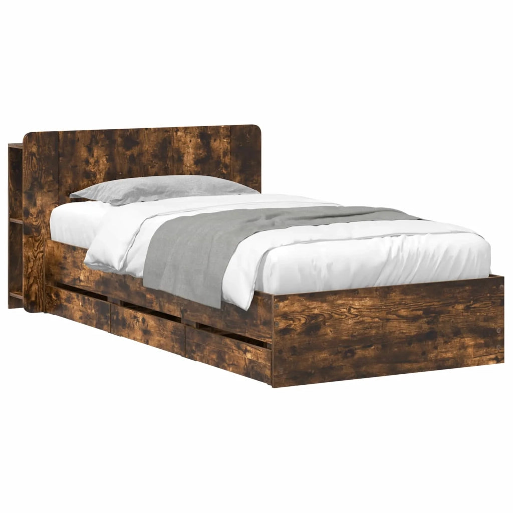 Struttura del letto con stoccaggio e testata Rovere Fumo 3433909