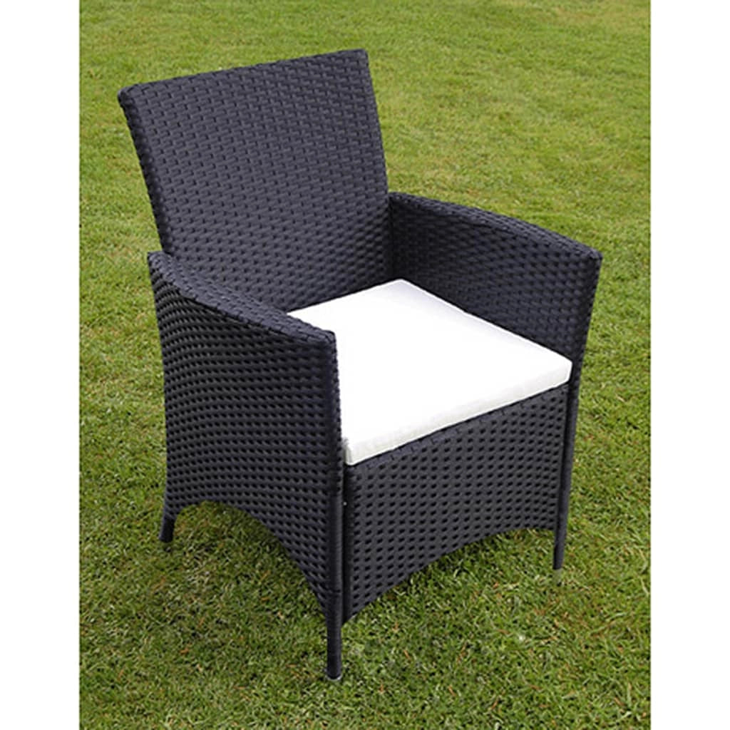 Set da pranzo da giardino 7 pezzi con cuscini resina intrecciata nera 02_0014932