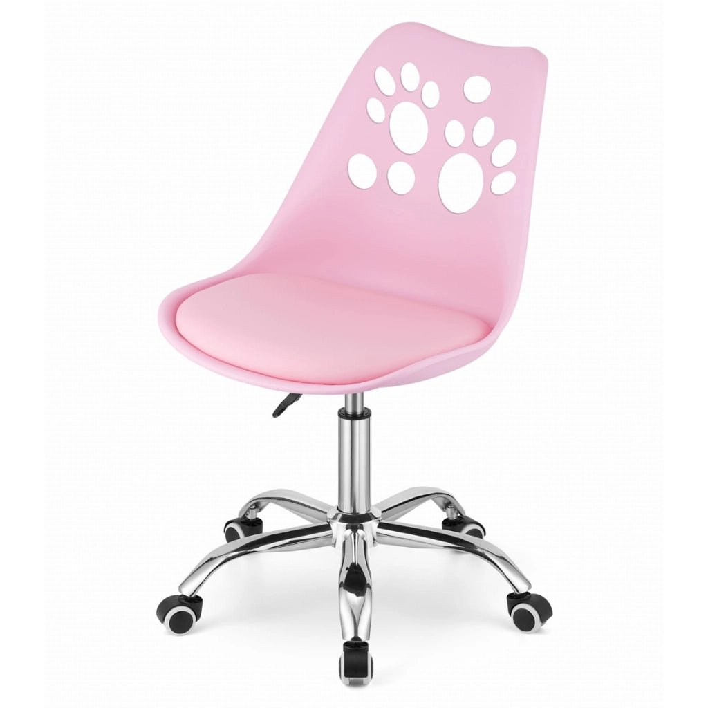 Sedia girevole PRINT rosa per bambini e ragazzi con decoro a zampe