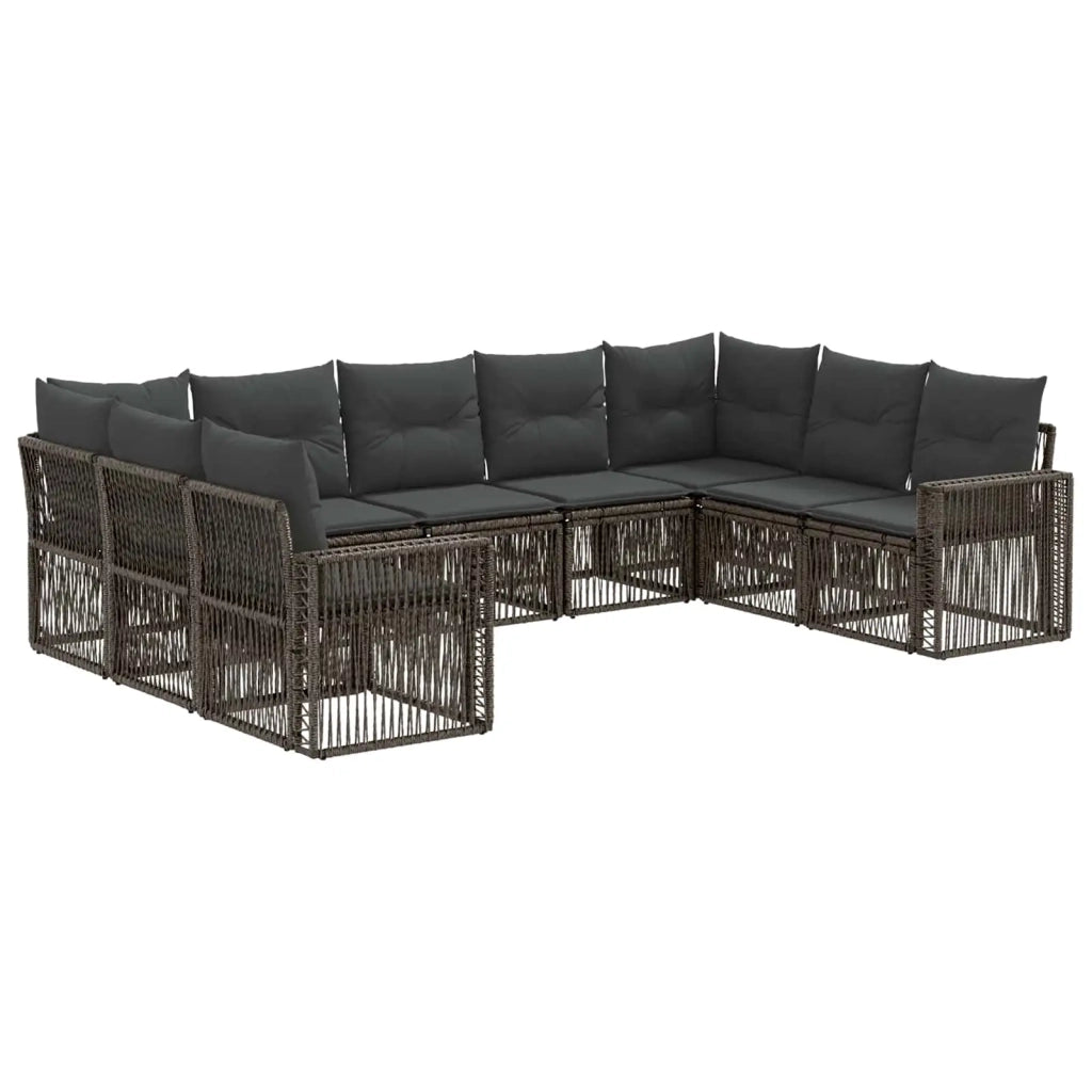 Set Divano da Giardino 9 pcs Grigio e Grigio Scuro polyrattan 3435227
