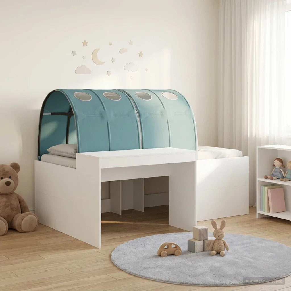 Letto con Tunnel 4 pcs Rovere Artigianale e Blu Chiaro