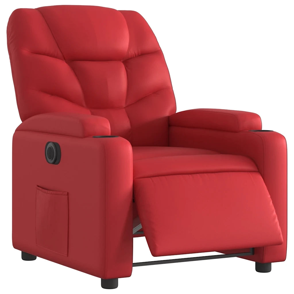 Poltrona Reclinabile Elettrica Rossa in Similpelle