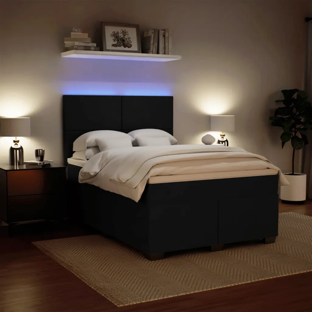 Giroletto a Molle con Materasso Nero 140x190 cm in Velluto