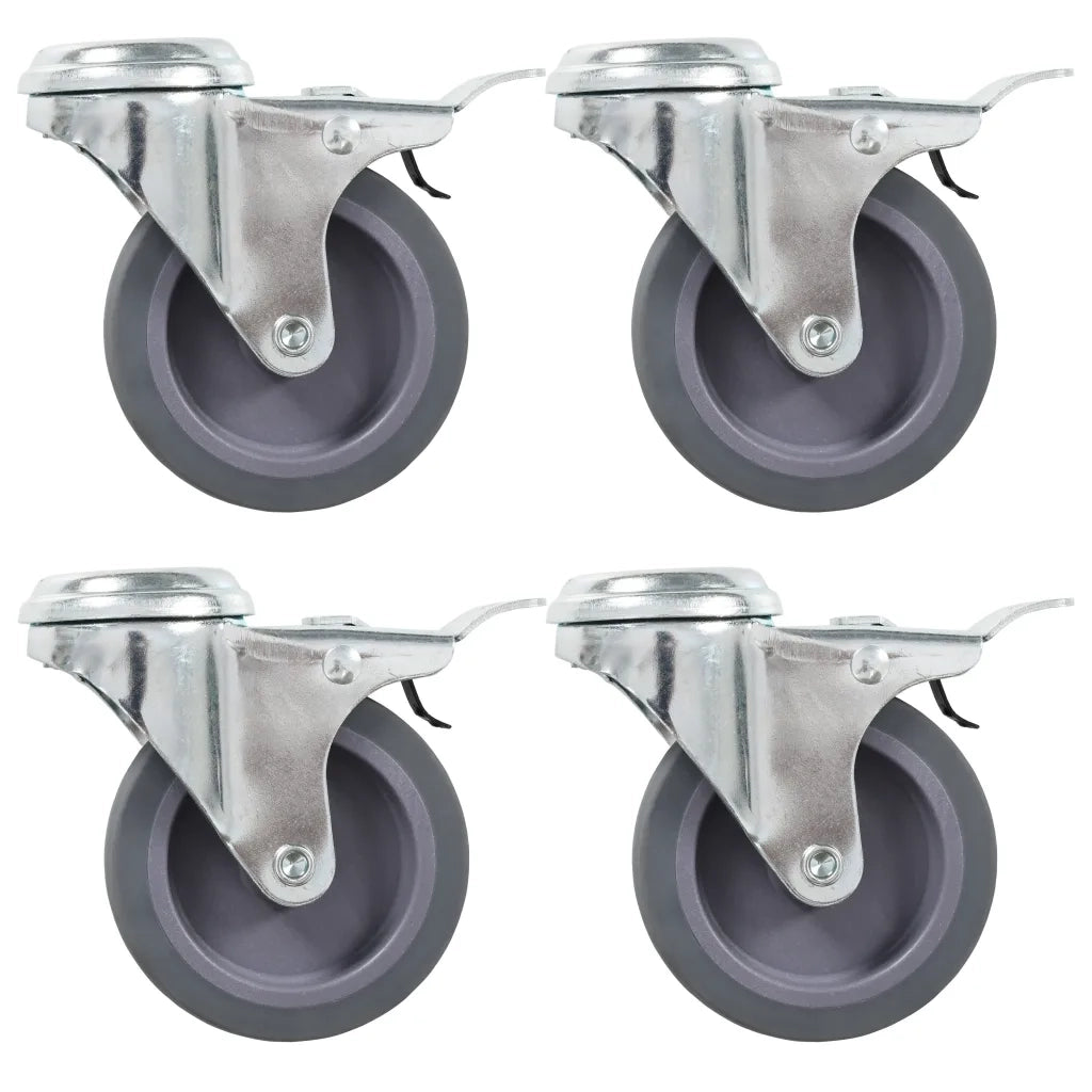 Ruote Girevoli con Foro per Bulloni e Doppio Freno 4 pz 75 mm cod mxl 72782