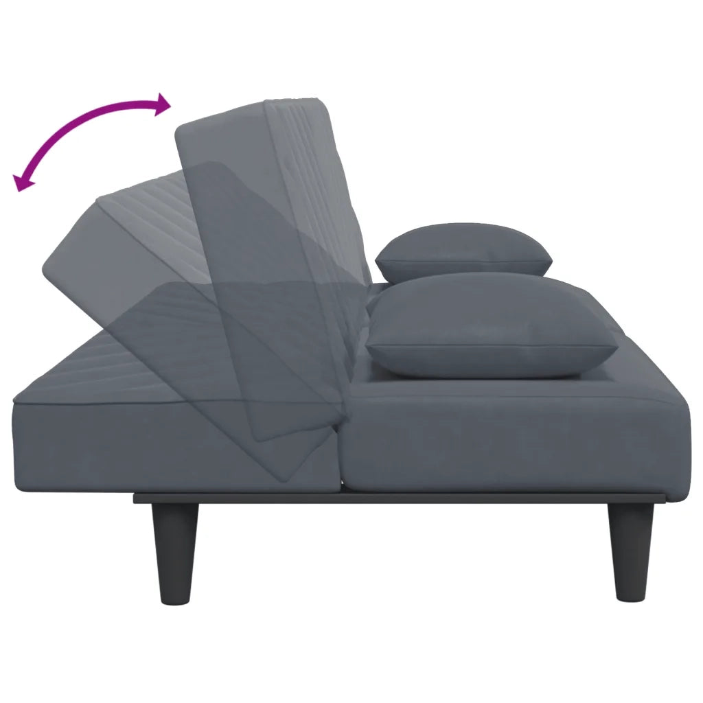 Set di Divani 2 pz con Cuscini Grigio Scuro in Velluto