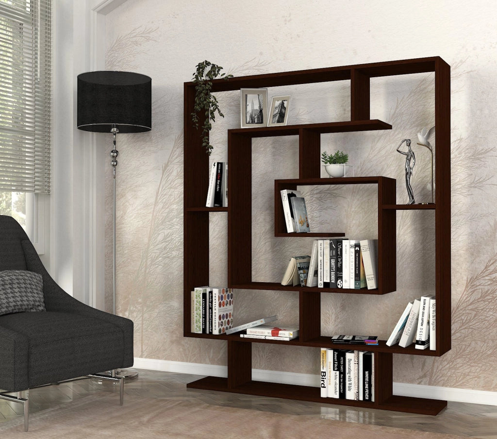 Libreria in legno "Sarmasik" - 124 x 22 x 149 cm - Wengé