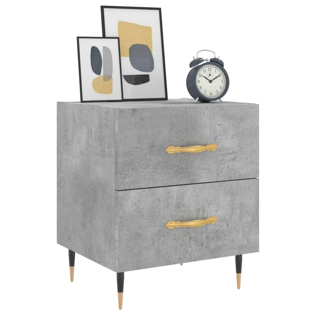 Comodino Grigio Cemento 40x35x47,5 cm in Legno Multistrato 827268