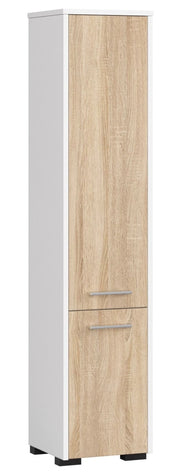 Colonna da bagno AKORD FIN Bianca 30 cm 2 ante inserto frontale Sonoma Quercia 30x30x140 cm