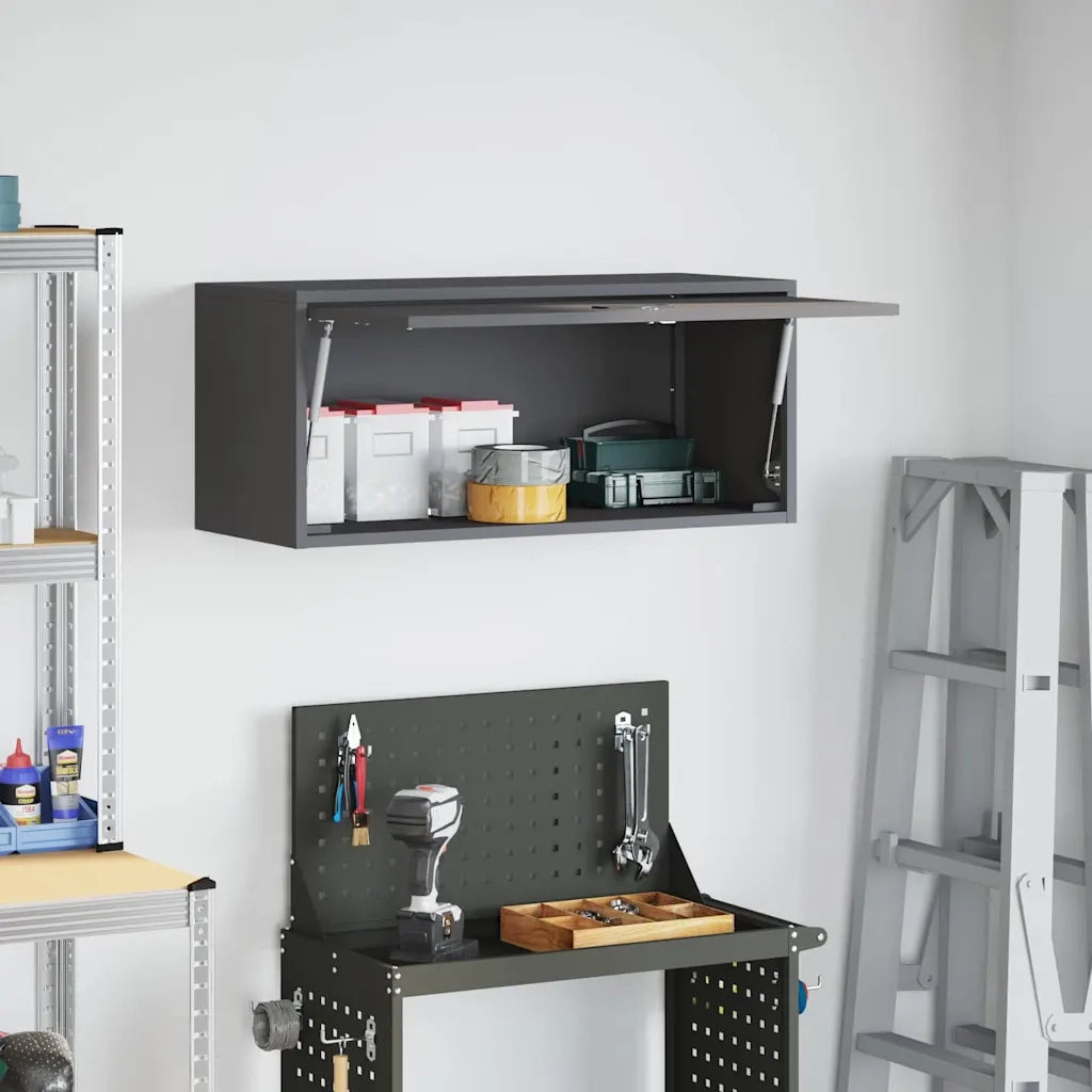 Armadio a muro per garage Nero 80 x 33 x 35 cm