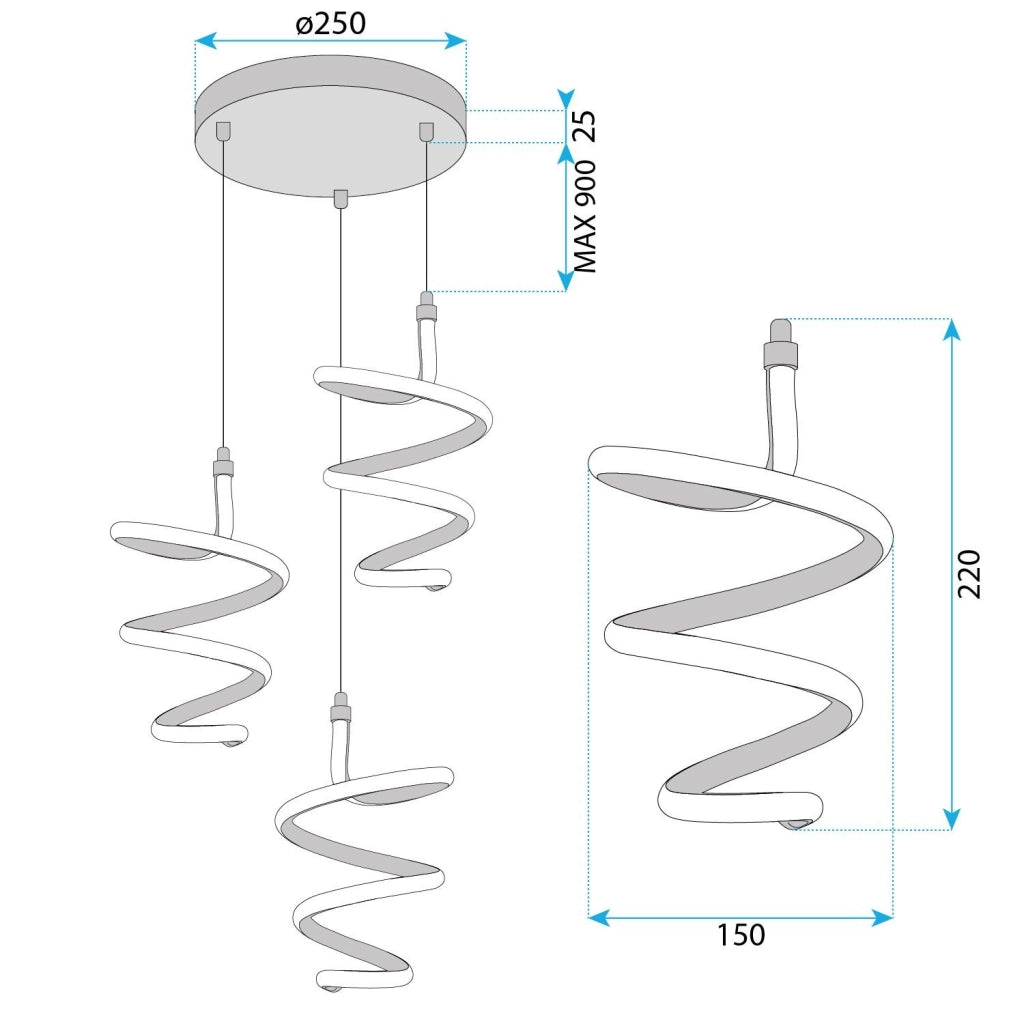 Lampada A Sospensione Led G075-3cpr Gold