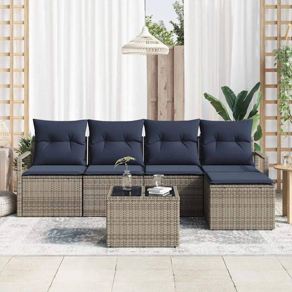 Set di divani con cuscino 6 pcs Grigio polyrattan