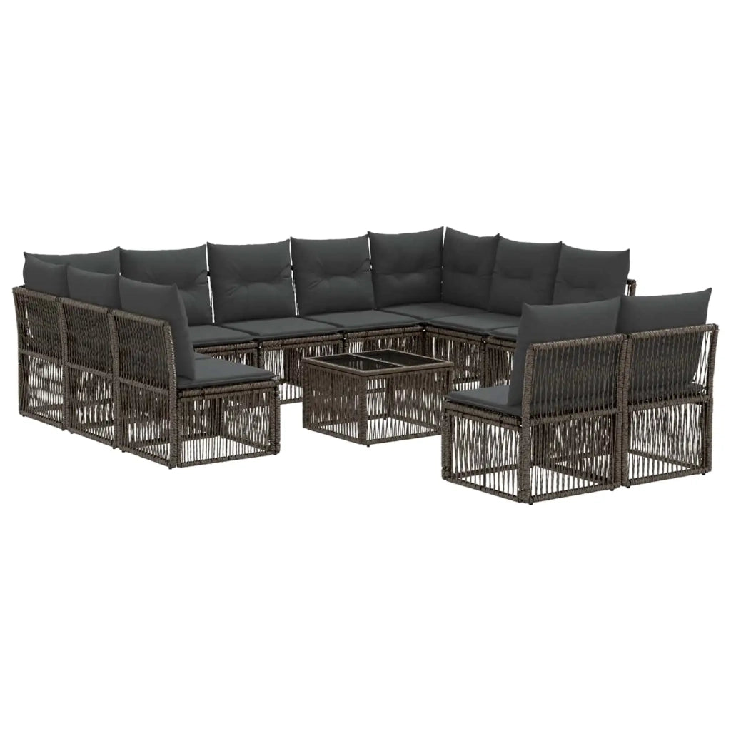 Set Divano da Giardino 12 pcs Grigio polyrattan