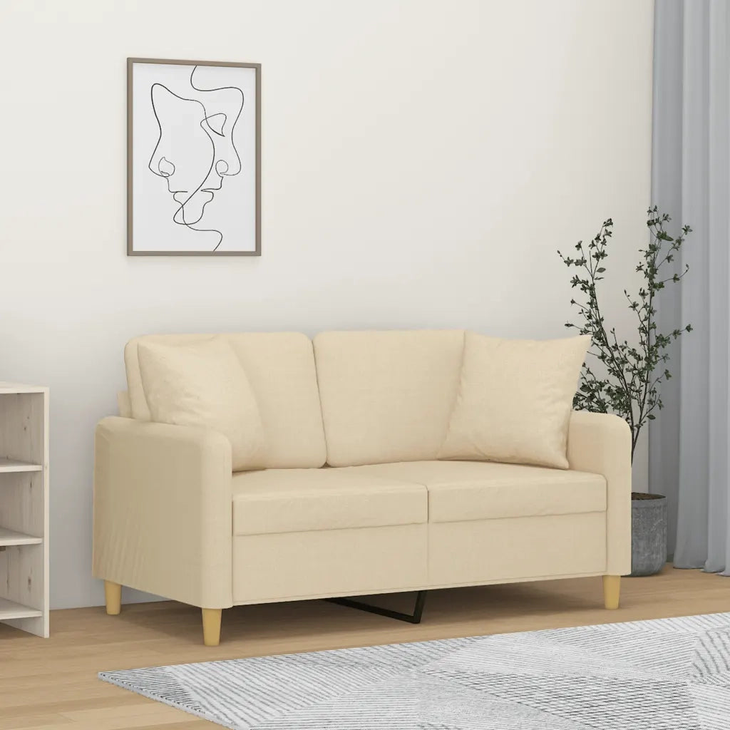 Divano a 2 Posti con Cuscini Crema 120 cm in Tessutocod mxl 94995
