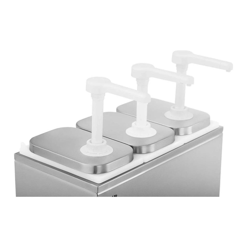 Distributore di salse con 3 contenitori a pompa 3 x 2 litri acciaio inox 14_0001420