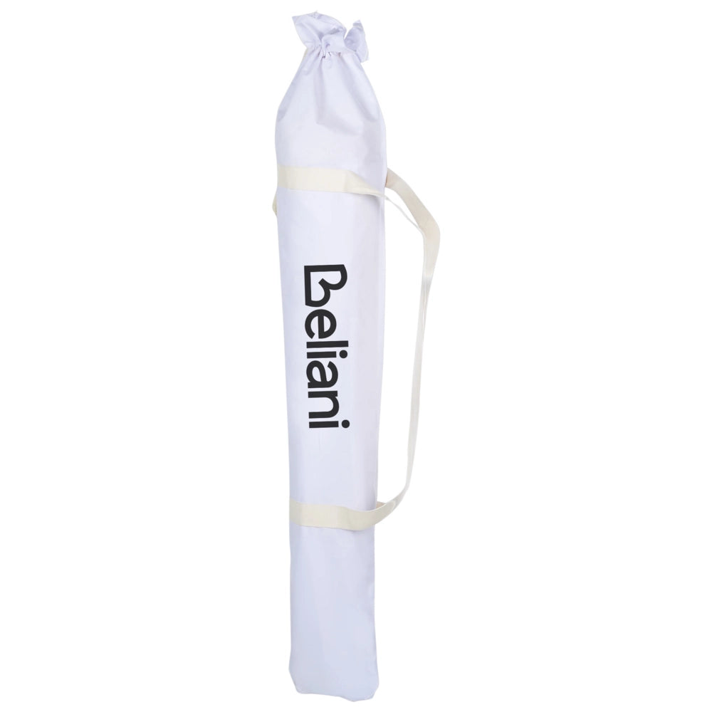 Ombrellone giardino tessuto bianco palo in legno faggio 150 cm Ombrellone esterno rotondo giardino retrò inclinabile resistente ai raggi UV