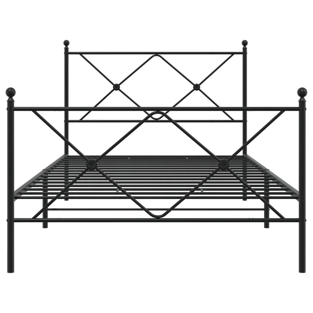 Giroletto con Testiera e Pediera Metallo Nero 107x203 cm