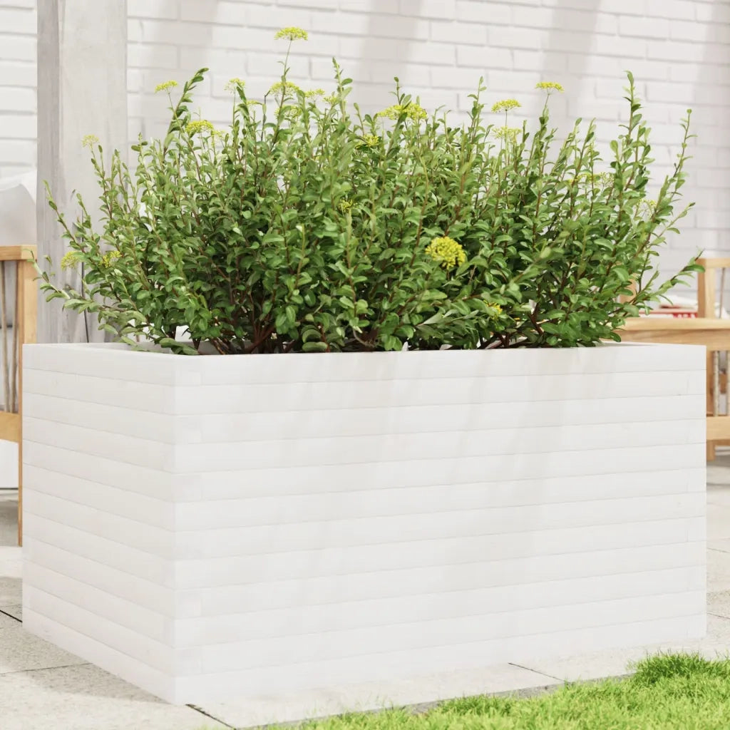 Fioriera | Cassetta per fiori | Vaso da Giardino Bianca 90x60x45,5cm Legno Massello di Pino