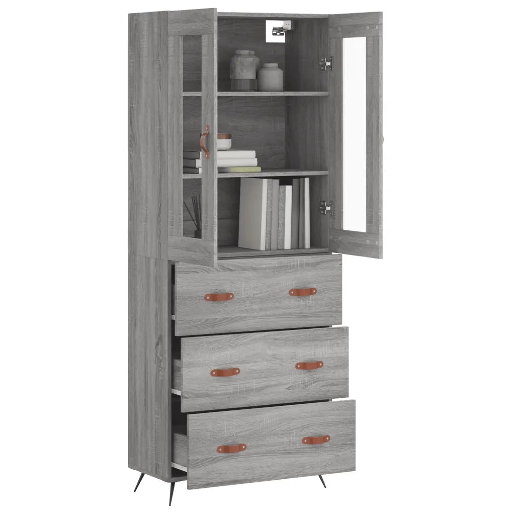 Credenza-Buffet-Armadio da cucina Grigio Sonoma 69,5x34x180 cm in Legno Multistrato 654309