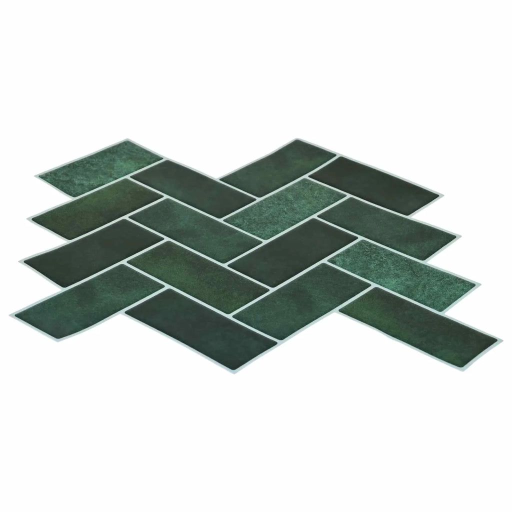 Piastrella a Spina di Pesce 10 pcs Verde Scuro 30 x 30 cm