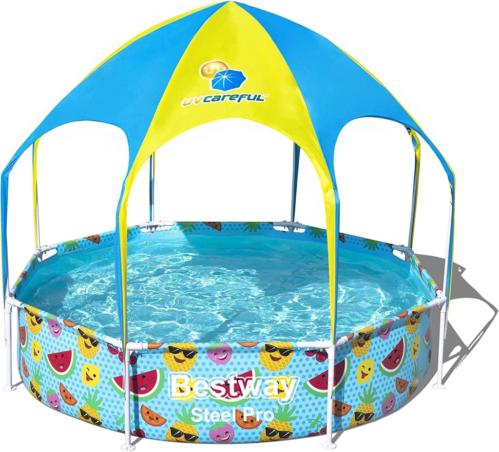 Bestway 56432 steel pro - piscina per bambini splash-in-shade con gazebo e doccetta, 244x51 cm