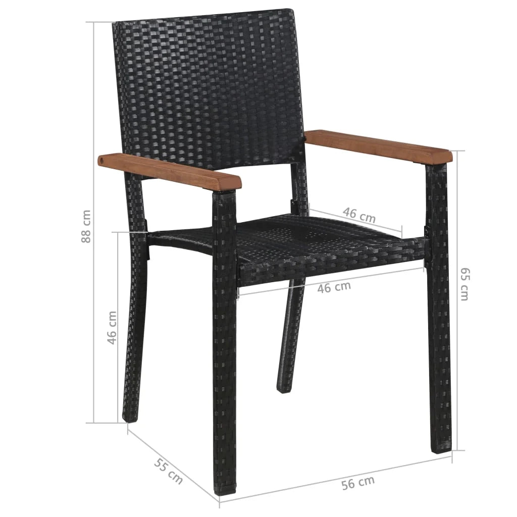 Set di mobili da esterno 5 pezzi in resina intrecciata e legno di acacia nero 02_0014528