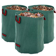Set 3 Sacchi per Rifiuti da Giardino da 300 L con Manici, Richiudibili e Riutilizzabili, ?67x84 cm, Verde