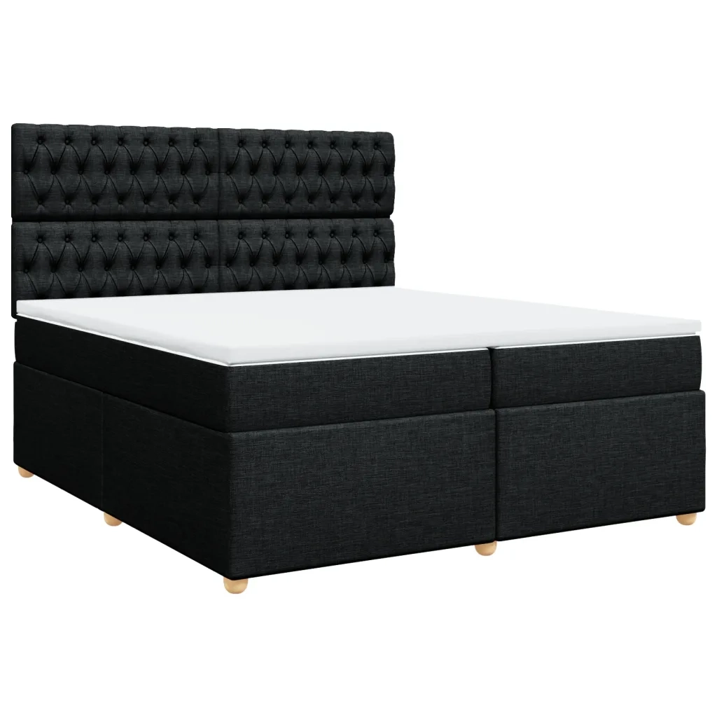 Giroletto a Molle con Materasso Nero 200x200 cm in Tessuto